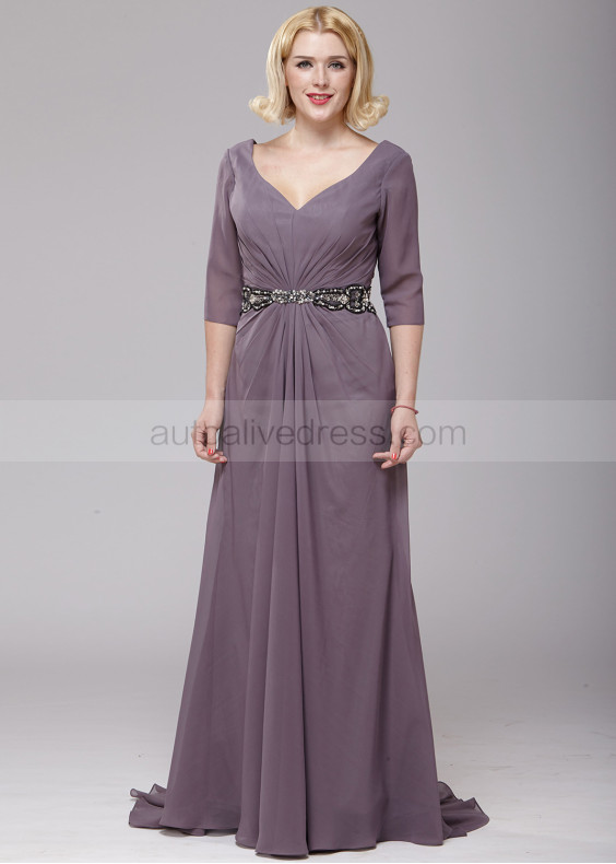 Dusty Purple Chiffon Awesome Mother Of The Bride Dress 